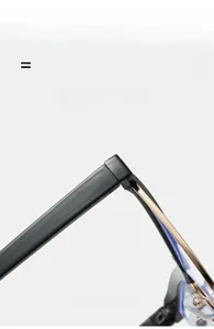 Detail showing high-elastic golden metal hinges and black cat-eye frame texture