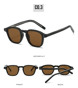 Lunettes de soleil noires carrées avec vues multi-angles et verres marron foncé