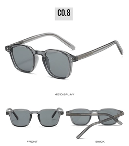 Lunettes de soleil carrées gris translucide avec charnière métallique modèle C0.8