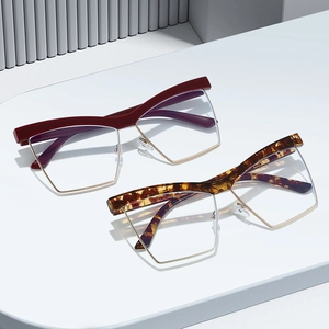 Vintage cat-eye blue light blocking glasses in burgundy and tortoise shell frames