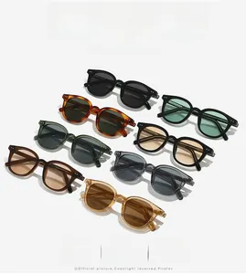 Multiple color options for retro oval sunglasses in a minimalist fashion array