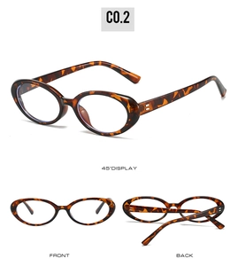 Three-angle display of retro tortoise shell oval frames with anti-blue light clear lenses