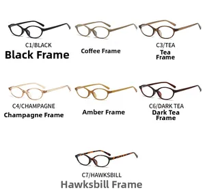 Detailed collection of vintage oval glasses frames in seven distinct colors and finishes