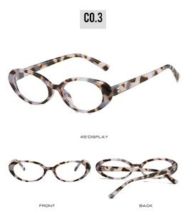 Detailed views of tortoise shell oval glasses frames with silver rivets from three angles