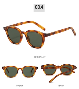 Three-angle view of vintage tortoiseshell sunglasses with dark green lenses C0.4