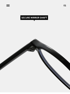 Detail of a secure mirror shaft and reinforced hinge on vintage oval black frames