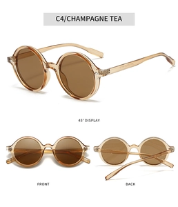 Vues multiples de lunettes de soleil ovales rétro champagne avec verres thé