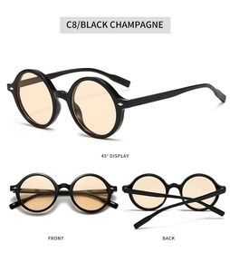 Vues détaillées sous plusieurs angles de lunettes de soleil ovales rétro C8 Noir Champagne