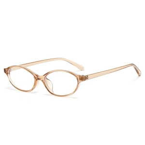 Vintage oval amber translucent glasses frame with blue light blocking lenses for women