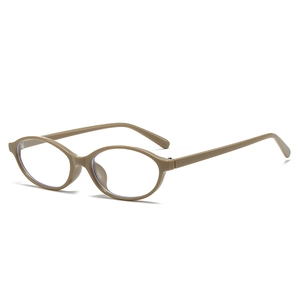 Vintage khaki oval cat-eye glasses frame with blue light blocking lenses for women