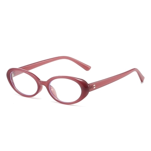 Lunettes anti-lumière bleue ovales rouge foncé avec montures transparentes pour femme