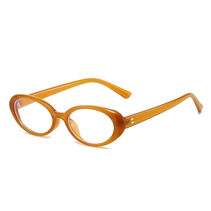 Monture de lunettes ovale ambre anti-lumière bleue avec rivets rétro polis