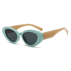 Occhiali da sole retrò cat-eye con montatura verde menta e aste color ambra chic