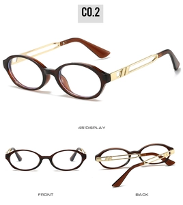 Detailed multi-angle view of oval tortoiseshell frames with hollow gold metal temples