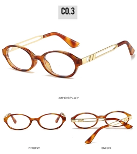 Multiple views of tortoise shell oval glasses with gold metal temples and C0.3 color code