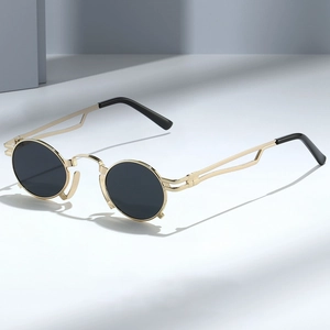 Steampunk Round Sunglasses Metal Frame UV400 Protection Retro Small Oval Eyewear For Outdoor Party Fashion Unisex