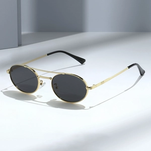 Vintage Oval Sunglasses Metal Frame Double Bridge Small Retro Trendy UV400 Protection Eyewear For Men Women