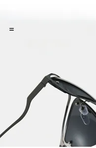 Detail of super elastic metal hinges and lightweight frame on Y2K semi-rimless sunglasses