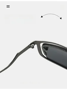 Macro shot of durable metal hinges on Y2K semi-rimless sunglasses with screw reinforcement