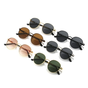 Lunettes de soleil ovales en métal en six couleurs vintage avec verres teintés