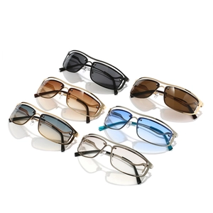 Collection of six Y2K semi-rimless metal sunglasses in various gradient lens colors