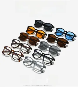 Variety of retro oval sunglasses with colorful ocean lenses and high-quality frames