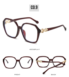 Deep wine red square sunglasses showing front, back, and side views with gold metal details