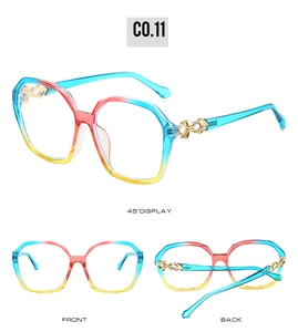 Detailed multi-angle view of gradient square frames with golden hollow hinge decor