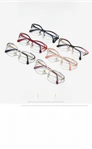 Detailed close-up showing hollow double-line metal temples of cat eye eyeglass frames