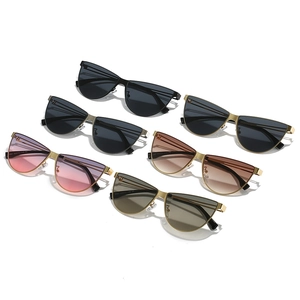 Chic cat eye cutout metal sunglasses for women with UV400 protection in diverse colors
