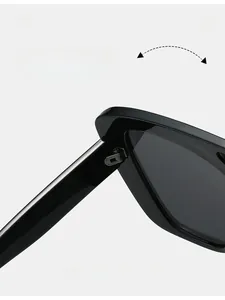 Close-up of durable metal hinge on black full-rim sunglasses showing model number 13157