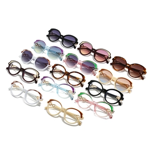 Retro round frame sunglasses collection with hollow gold metal temples in various colors