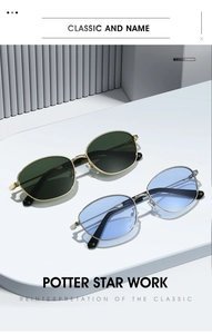 Detailed view of metal cat-eye sunglasses in gold and silver frames with luxury finish