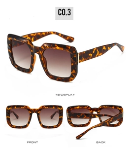 Three-view display of vintage tortoiseshell square sunglasses with brown gradient lenses