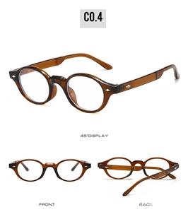 Detailansicht der Vintage Oval-Brille mit Schildpatt-Muster und Metall-Nieten am Rahmen