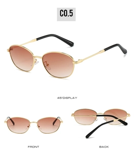 Detailed multi-angle views of vintage cat-eye metal sunglasses with gradient lenses