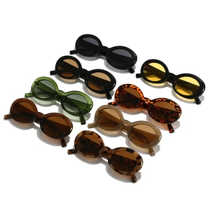 Retro oval sunglasses set in eight diverse colors with UV protection and vintage frame style