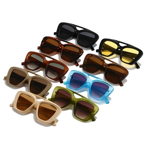 Fashionable double-bridge sunglasses set in various colors with stylish oversized frames