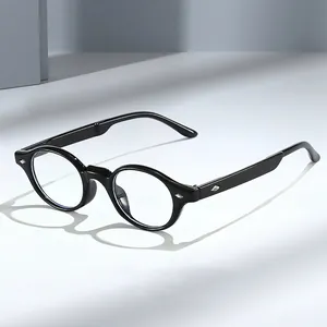 Vintage Runde Ovale PC Rahmen Blaulichtfilter Brille Für Damen Herren Retro Optische Brille Mit Metallnieten