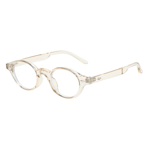Retro ovale Brille in Champagnerfarbe mit Blaulichtfilter und Metallnieten-Verzierungen