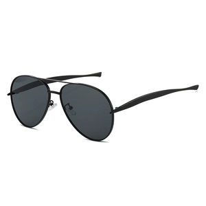 Classic black aviator sunglasses with a matte double-bridge frame and dark tinted lenses