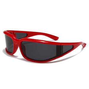 Rote Y2K-Sportsonnenbrille mit polarisierten Gläsern zum Radfahren und Skifahren im Freien