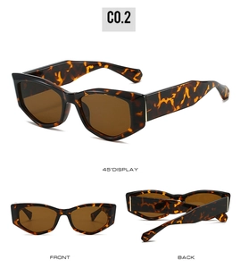 Vues détaillées multi-angles de lunettes de soleil polygonales en écaille de tortue