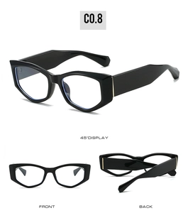 Vue sous trois angles de lunettes de soleil géométriques noires avec branches larges