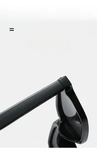 Detail of lightweight elastic hinges and sleek black frames on full-frame sunglasses