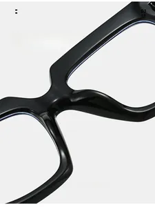 Close-up of integrated comfortable nose pads on black oversized square glasses frames
