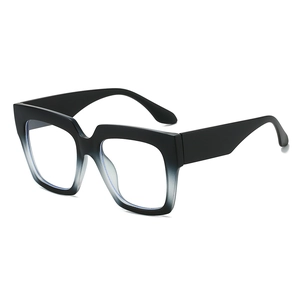 Modern oversized square blue light blocking glasses with black to grey gradient frame