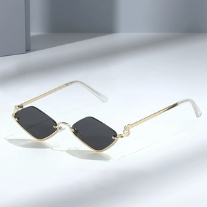 Rhombus Diamond Shape Sunglasses Metal Frame AC Lenses UV400 Protection Fashion Minimalist Travel Eyewear For Women Men