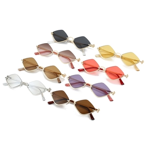 Fashion geometric diamond cut-out metal half-frame sunglasses in various colors