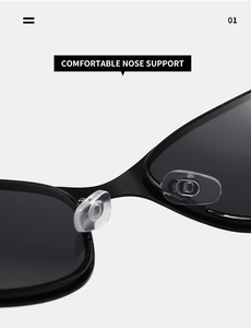 Detalle macro de las almohadillas de silicona en gafas de sol Y2K de metal ovalado